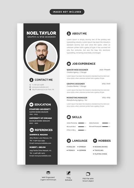 PSD | Clean and modern resume portfolio or cv template