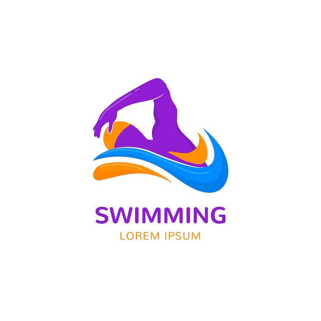 Vector | Hand drawn swimming logo template