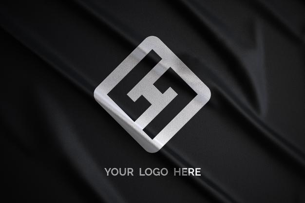 PSD | Logo mockup on black fabric