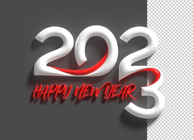 PSD | 2023 happy new year 3d render text typography design banner poster 3d illustration