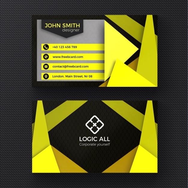 Yellow modern business card  PSD file |  Download