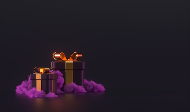 Photo | 3d gift box scene with clouds