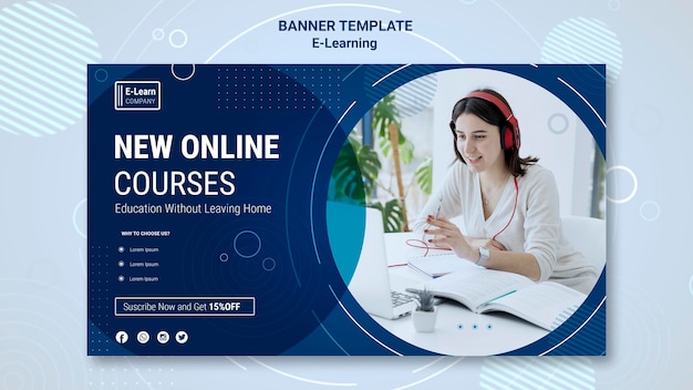 PSD | Ee-learning concept banner template