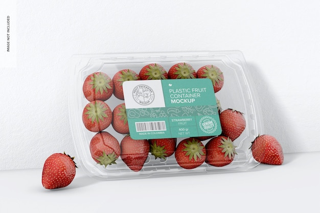 PSD | Plastic fruit container mockup leaned