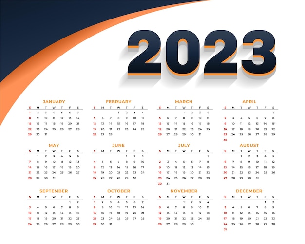 Vector | 2023 printable calendar template for office desk