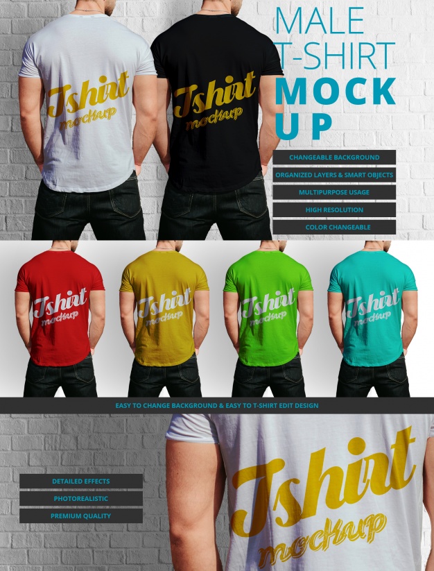 Male t-shirt mock up design  PSD file |  Download