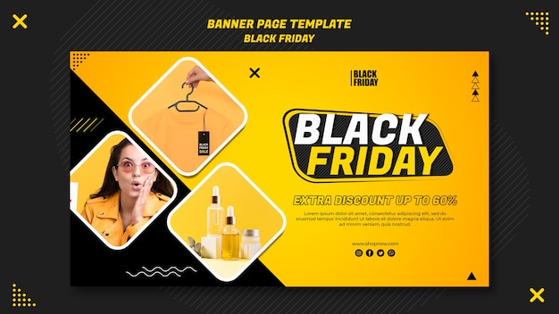 PSD | Horizontal banner template for black friday clearance
