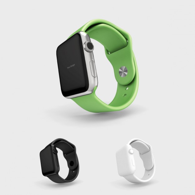 Smartwatch mock up with green watchstrap  PSD file |  Download