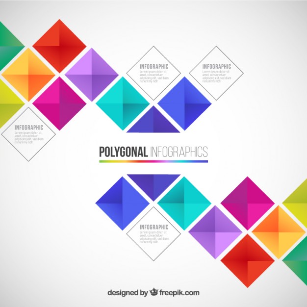 Polygonal infographic in colorful style  Vector |   Download
