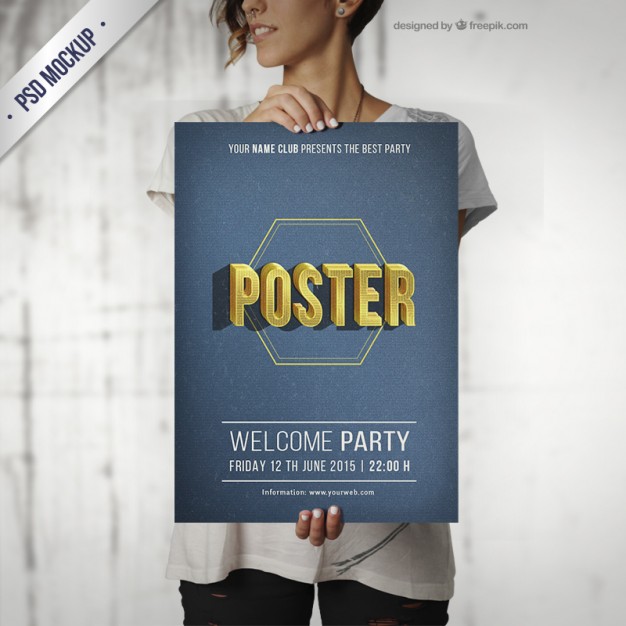 Typographical party poster mockup  PSD file |  Download