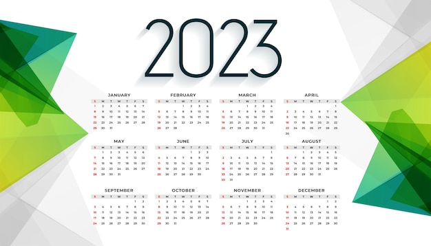 Vector | 2023 new year calendar with abstract shapes background