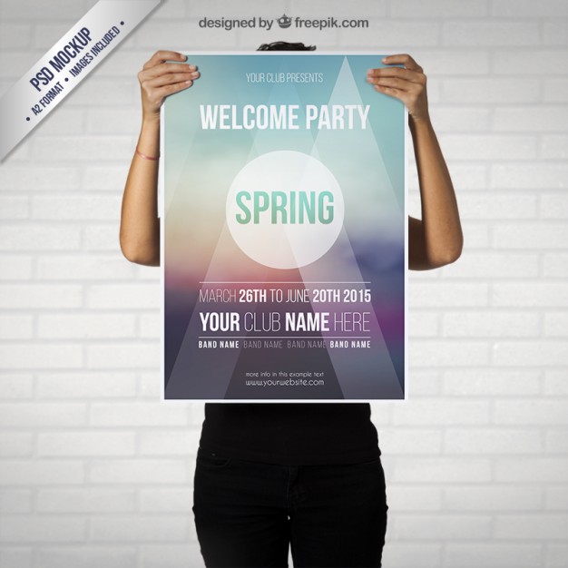 Spring party poster mockup  PSD file |  Download