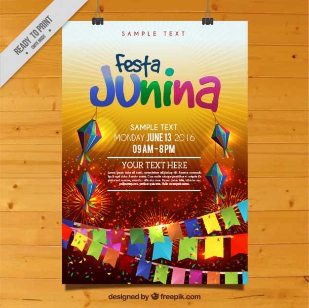 Colorful festa junina celebration poster  Vector |  Download