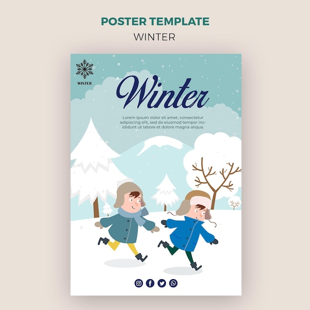PSD | Poster template for winder with kids