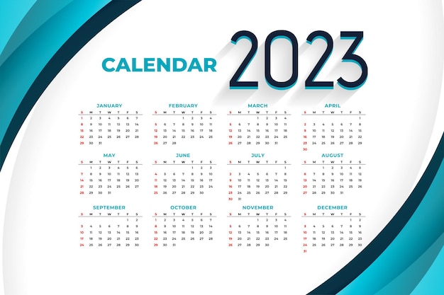 Vector | Modern style 2023 new year calendar template design