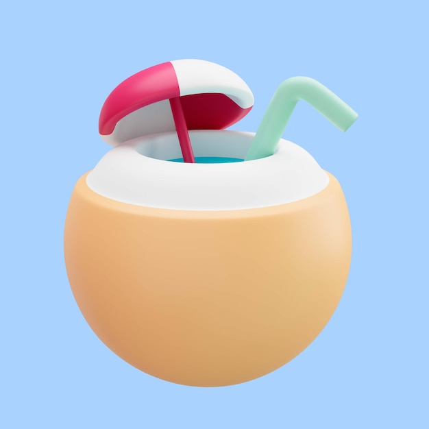 PSD | 3d rendering of cocktail travel icon