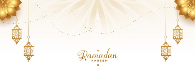 Vector | Ramadan kareem arabic golden banner