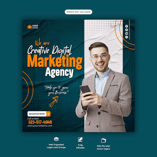 PSD | Digital marketing agency and corporate social media post template