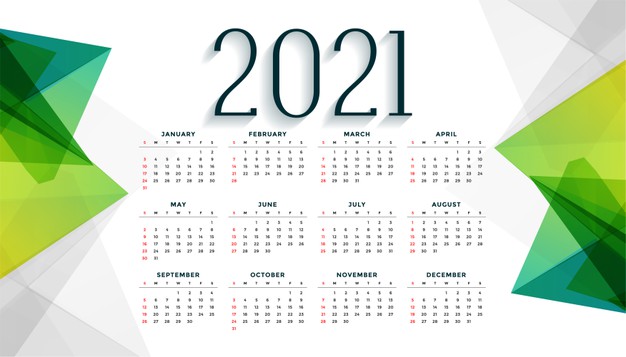 Vector | Modern style 2021 new year calendar design in geometric style