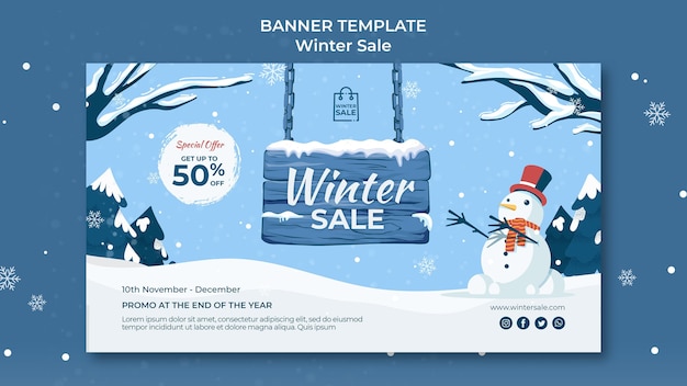 PSD | Winter sale banner design template