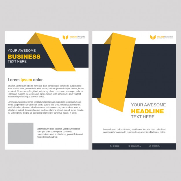 Yellow business brochure template with geometric shapes  PSD file |  Download