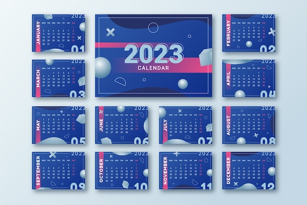 Vector | Gradient 2023 desk calendar template