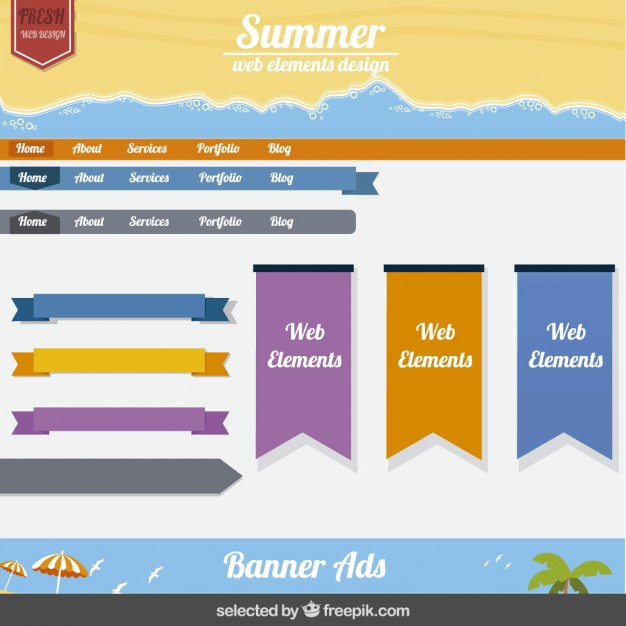 Summer web elements design  Vector |  Download