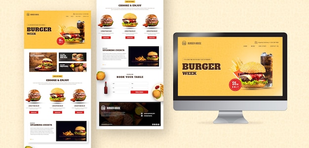 PSD | American food website and app template