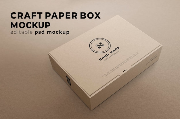PSD | Craft paper box mockup psd, editable packaging design