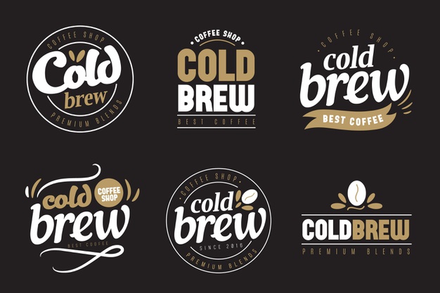 Vector | Cold brew coffee logos concept