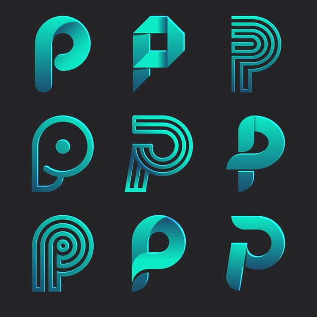 Vector | Gradient colored p logo collection
