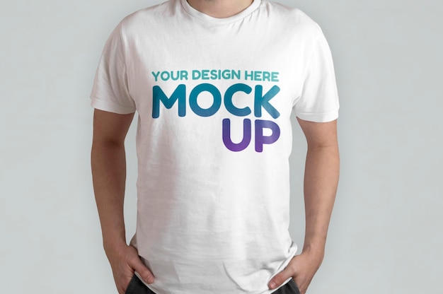 PSD | White t-shirt model front view mockup