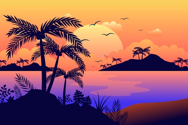 Vector | Colorful palm silhouettes background