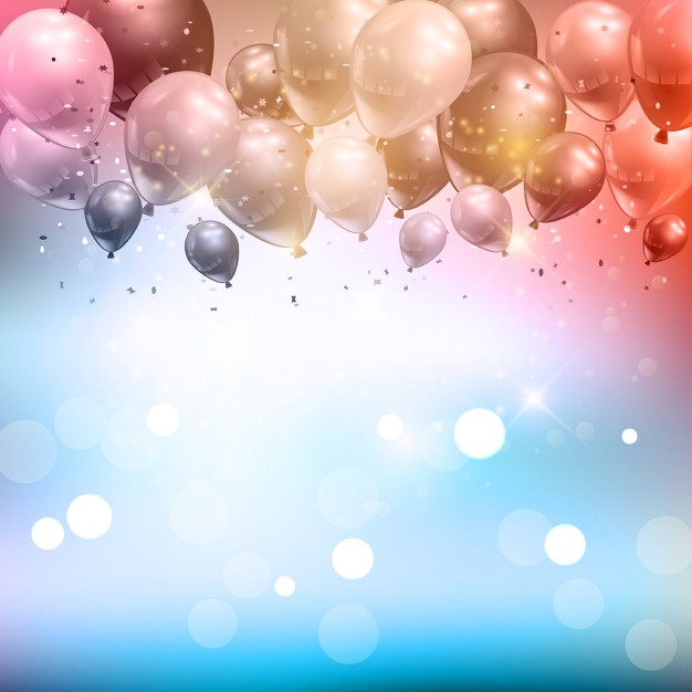 Celebration background of balloons and confetti  Vector |  Download