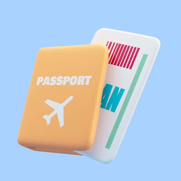 PSD | 3d rendering of passport travel icon