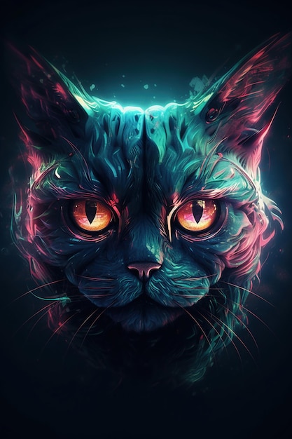 Photo | Cat warriors with burning eyes generative ai