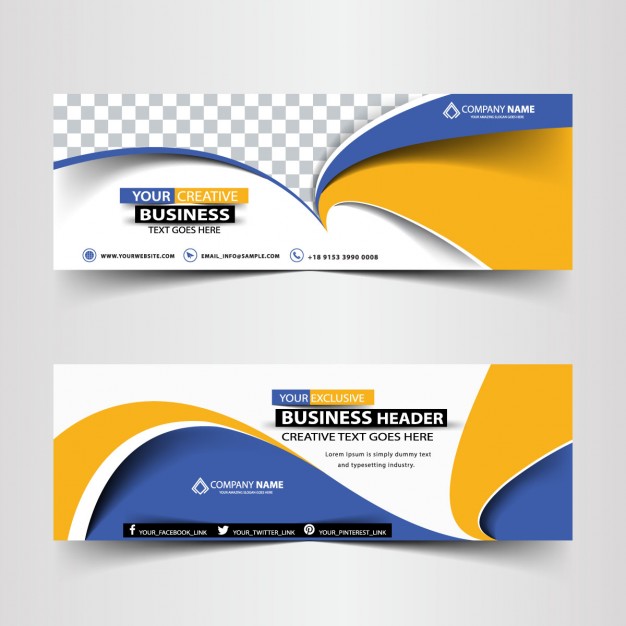 Modern abstract headers with waves   Vector |  Download