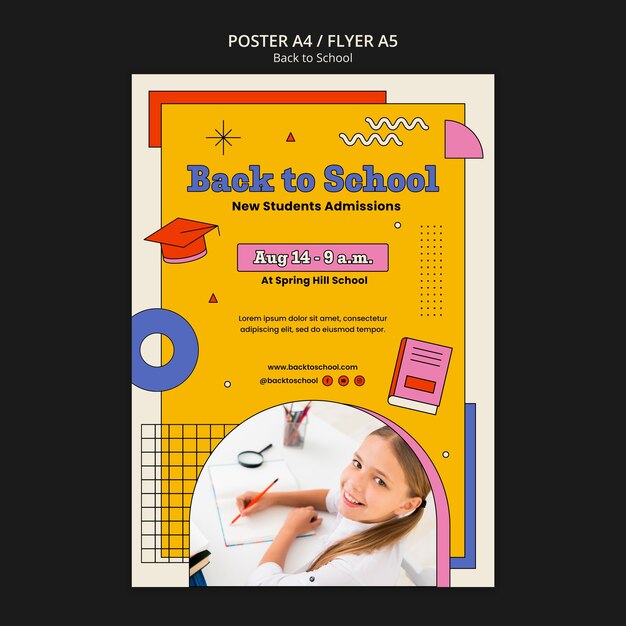 PSD | Flat lay back to school poster template