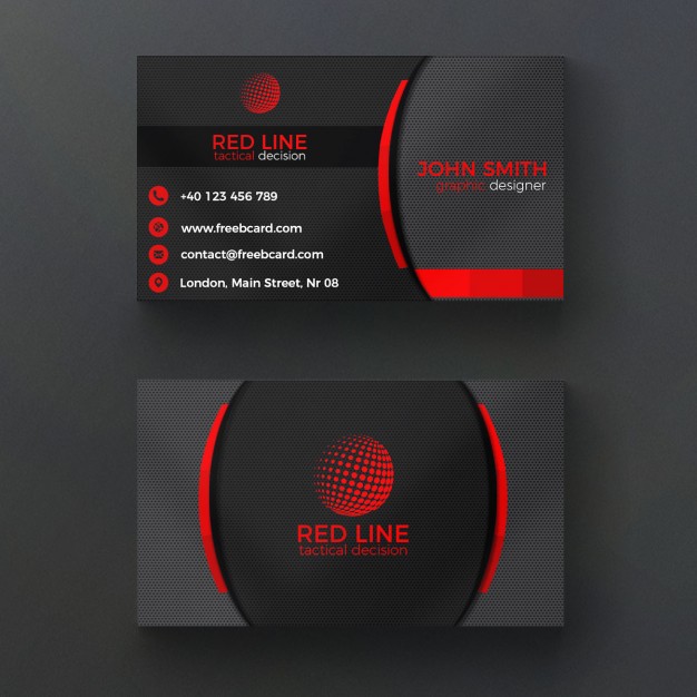 Corporate red and black business card  PSD file |  Download