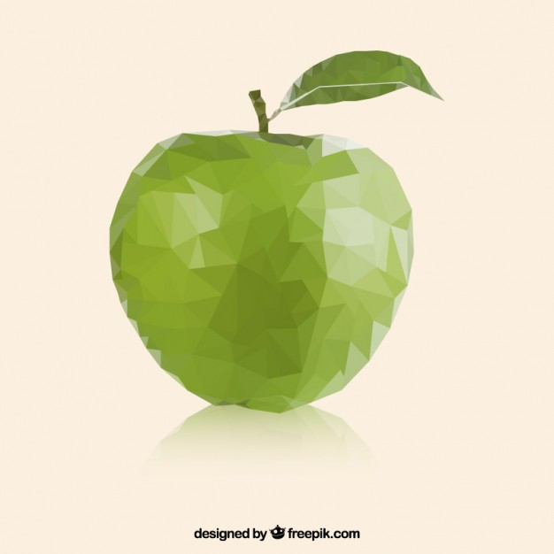 Green apple in polygonal style  Vector |  Download