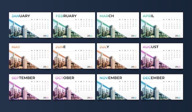 Vector | Gradient 2023 desk calendar template