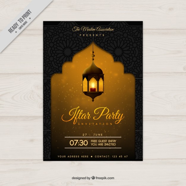 Yellow ramadan party poster  Vector |  Download