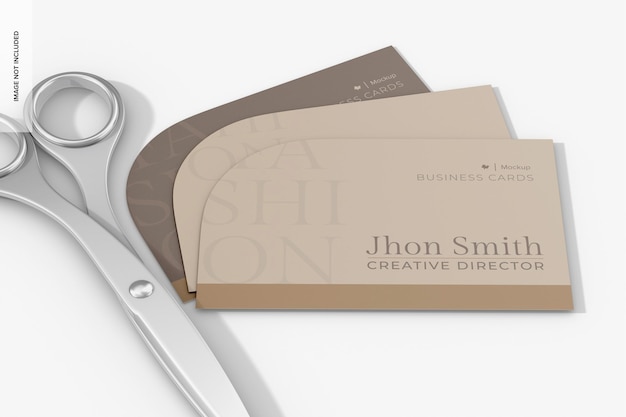 PSD | Store business cards mockup with scissors