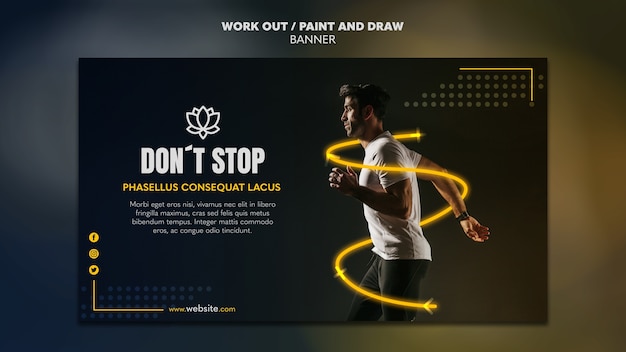 PSD | Paint and draw work out banner template concept