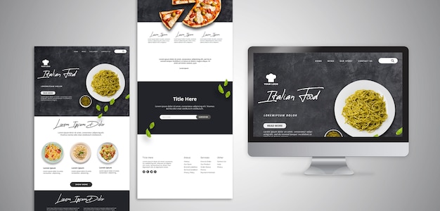 PSD | Web template with landing page for traditional italian food restaurant
