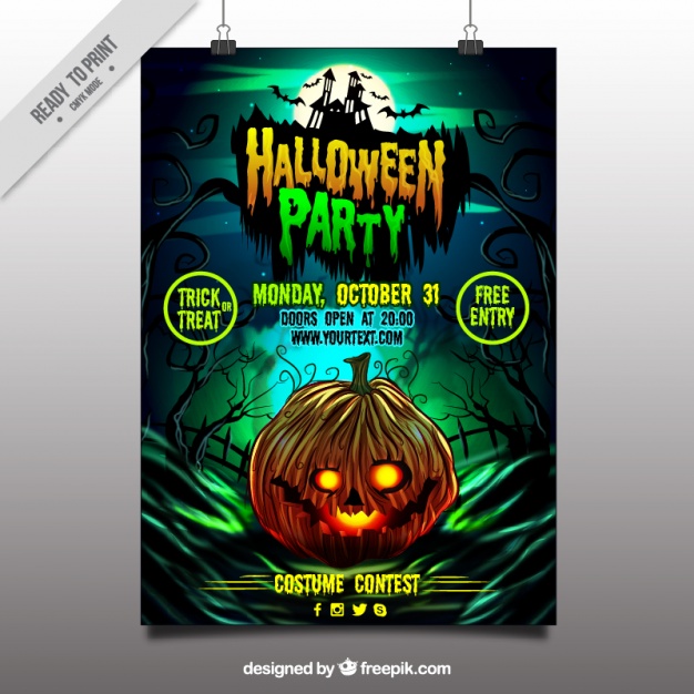 Halloween party poster of pumpkin  Vector |  Download
