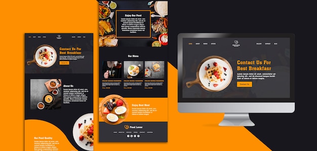 PSD | Modern web page template for breakfast restaurant