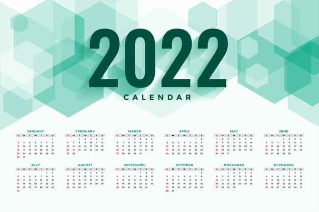 Vector | Hexagonal style new year 2022 calendar template