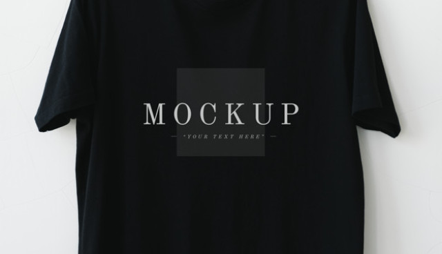Simple black men’s tee mockup |  PSD File
